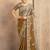 antique gold & gray kora zari silk blend zardosi & cutdana handwork designer saree