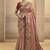 peach glass tissue sequince with thread work designer saree