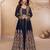 Navy Blue heavy simmer silk top bottom and dupatta set - full stitched free size
