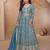 Blue heavy simmer silk top bottom and dupatta set - full stitched free size