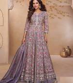 Light purple heavy simmer silk top bottom and dupatta set - Full stitched free size