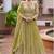 Parrot green chinon silk embroidered & handwork lehenga style suit