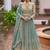 Sky blue chinon silk embroidered & handwork lehenga style suit