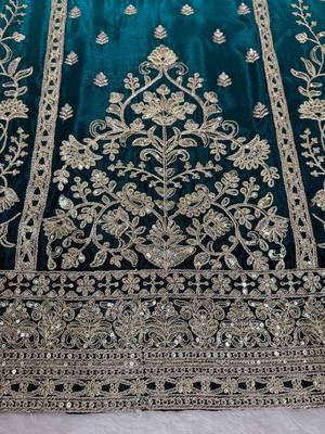Premium Chinon Silk Sky-teal blue Ombre Sharara Suit with Dupatta* 4