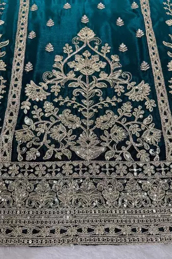Premium Chinon Silk Sky-teal blue Ombre Sharara Suit with Dupatta*