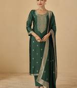 Green viscose silk jacquard wedding wear salwar suit