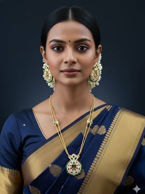 Handcrafted polki delicate brass necklace set with golden plating 5