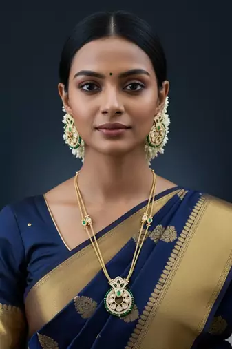 Handcrafted polki delicate brass necklace set with golden plating