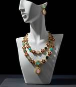 Victorian style handcrafted semi-precious stone brass necklace set