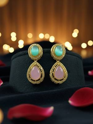 Victorian style handcrafted semi-precious stone brass necklace set 2
