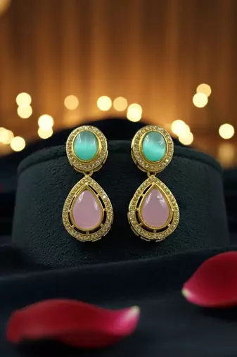 Victorian style handcrafted semi-precious stone brass necklace set