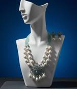 Elegant handcrafted dual-layer pearl beaded necklace set
