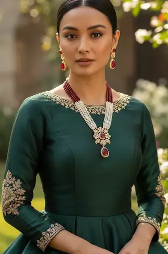 Royal red & pearl golden plated handcrafted necklace set