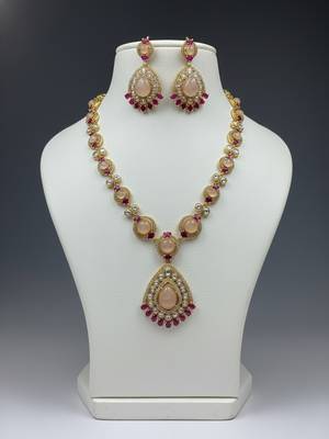 Royal semi-precious stone moissanite polki necklace set 1
