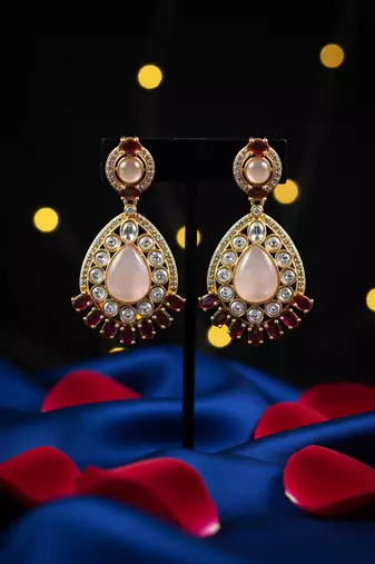 Royal semi-precious stone moissanite polki necklace set