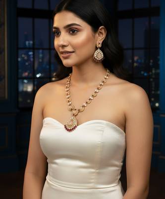 Royal semi-precious stone moissanite polki necklace set 3