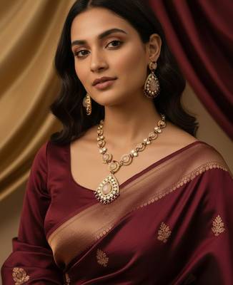 Royal semi-precious stone moissanite polki necklace set 4