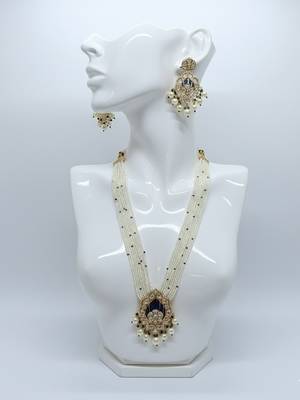 Elegant handcrafted pearl & golden plated necklace set 1