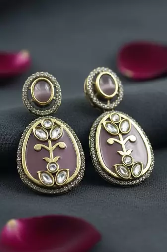 Handcrafted holdali victorian-polish moissanite polki necklace set