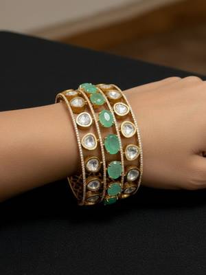 Luxury golden plated brass kada with doublet stones 2