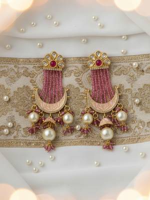 Elegant golden plated brass necklace set with moissanite polki, cz & ad detailing 3