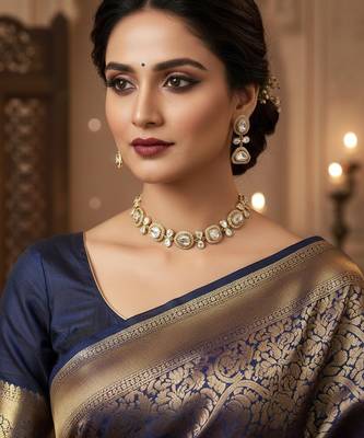 Classic polki necklace set with sparkling moissanite stones 2