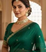 Golden plated moissanite polki choker with matching earrings & ring