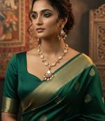 Golden plated semi-precious stone necklace set with kundan touch