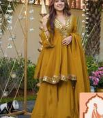 EXCLUSIVE 3-PIECE PALAZZO SET WITH REAL MIRROR & EMBROIDERY WORK