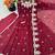 Wine embroidery sequence work crunchy silk anarkali gown with micro cotton bottom and matching dupatta set