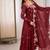 Wine embroidery sequence work crunchy silk anarkali gown with micro cotton bottom and matching dupatta set