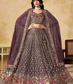purple zari embroidered georgette lehenga set choli with dupatta