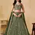 green zari embroidered georgette mehendi lehenga set choli with dupatta