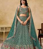 Green Zari Embroidered Georgette Wedding Wear Lehenga Choli