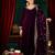 Purple velvet embroidered straight suit & pant with dupatta set