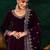 Purple velvet embroidered straight suit & pant with dupatta set