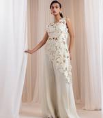 White embroidered chinon co ord set