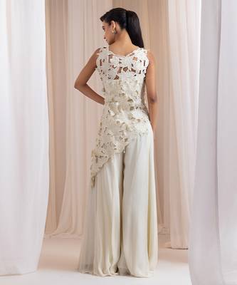 White embroidered chinon co ord set 2