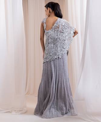 Grey embroidered silk co ord set 2