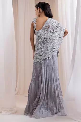 Grey embroidered silk co ord set