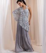 Grey embroidered silk co ord set