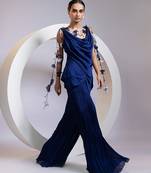 Blue plain satin co ord set