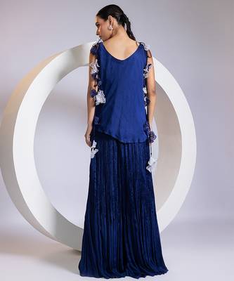 Blue plain satin co ord set 3
