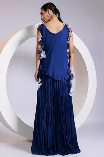 Blue plain satin co ord set