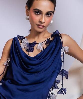Blue plain satin co ord set 4