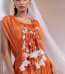 Orange embroidered crepe co ord set