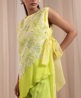Green embroidered chinon co ord set 2