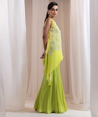 Green embroidered chinon co ord set 3