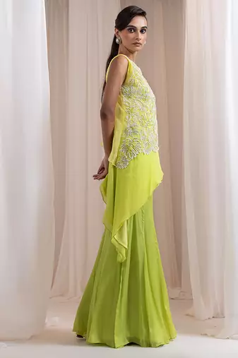 Green embroidered chinon co ord set