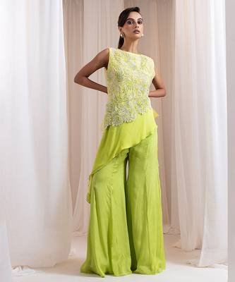 Green embroidered chinon co ord set 4
